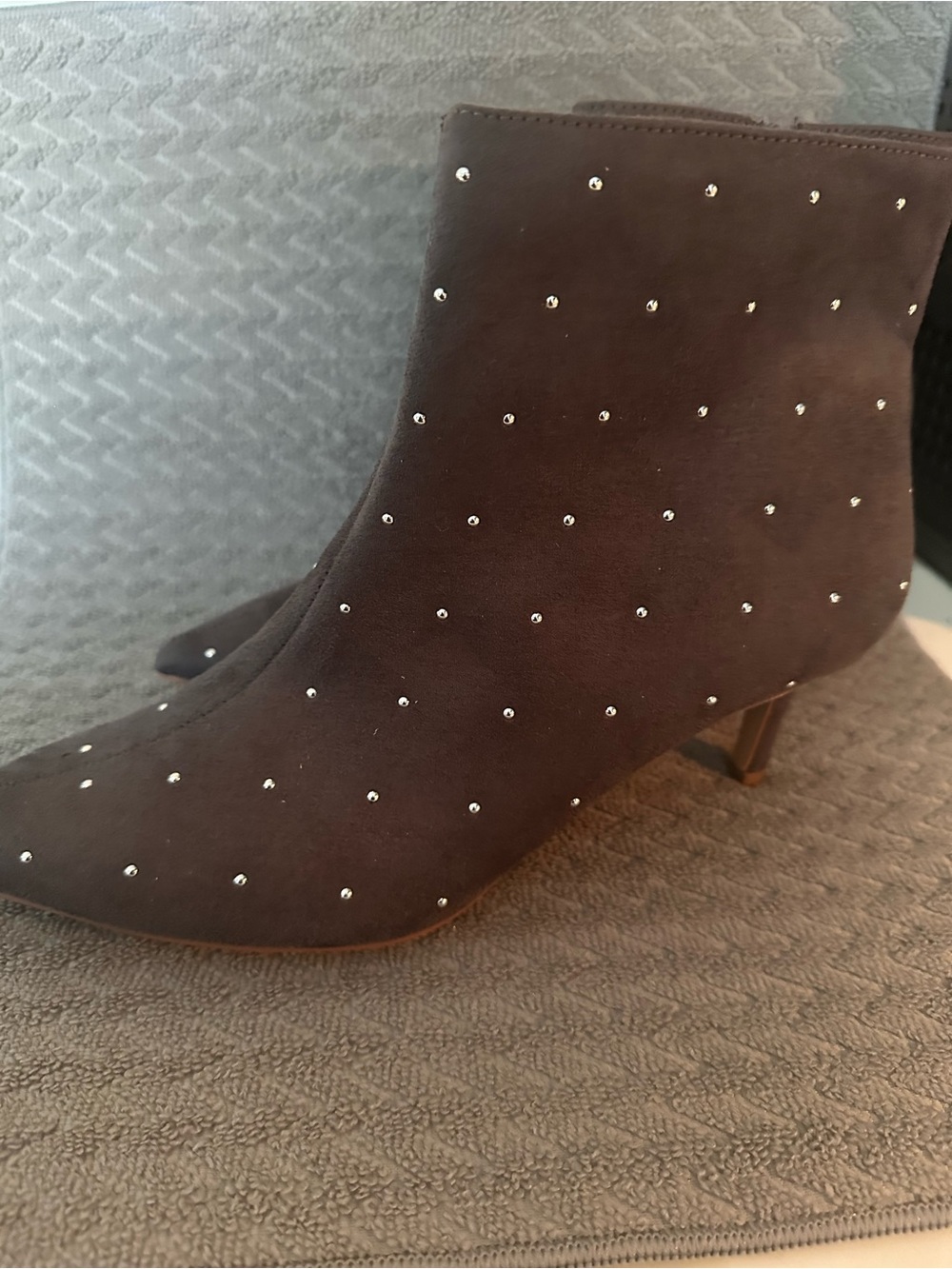 Never worn!! Journee Collection Brown Studded Suede Ankle Boots